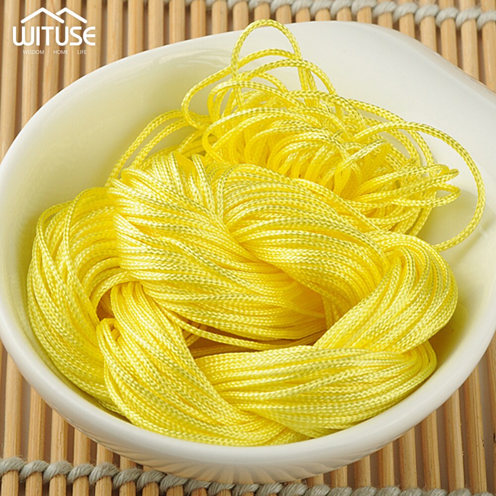 16 färg 10m 1.5mm nylon sladd tråd kinesisk knut makrame sladd armband flätat snöre gör-det-själv tofs pärlstav shamballa trådtråd: Gul