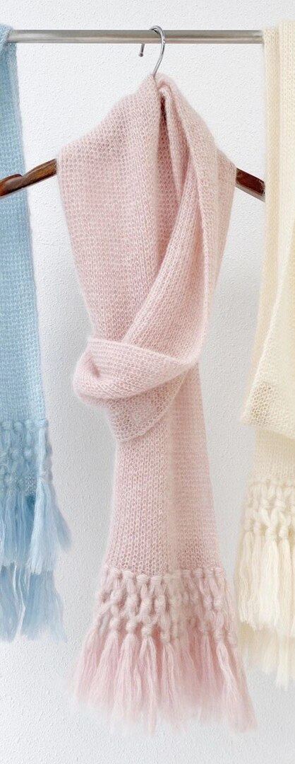 9.18 høst vinter kvinners dusker trefarget skjerf høy slutt fryns mohair skjerf: Rosa