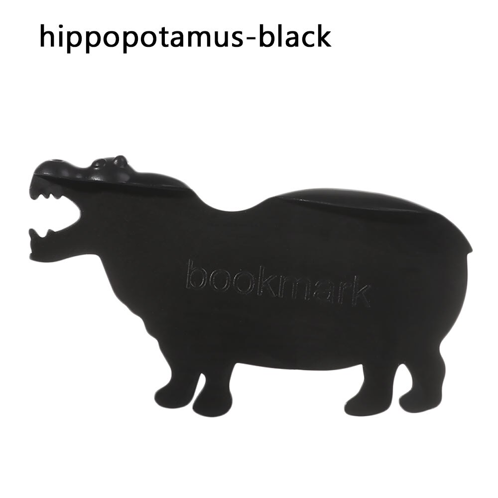 Cute 3D Animal Bookmarks Cartoon Crocodile Hippopotamus Book Markers Carrot Chicken Page Holder for Reading: hippopotamus-black