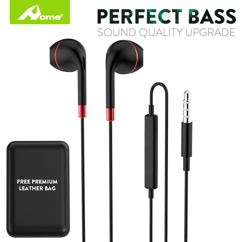 Auriculares intrauditivos con cable y conector de 3,5mm, cascos estéreo con cancelación de ruido y Control de volumen de auriculares para teléfono móvil: black red UP