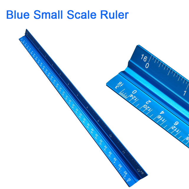 Plastic Triangular Scale Ruler Aluminium Metal Triangle Scale Architect Engineer Technical Ruler 12" Architectural Scale Ruler: Blue Style 2