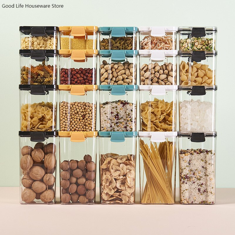 700/950/1300ML Food Storage Container Plastic Kitchen Refrigerator Noodle Box Multigrain Storage Tank Transparent Sealed Cans