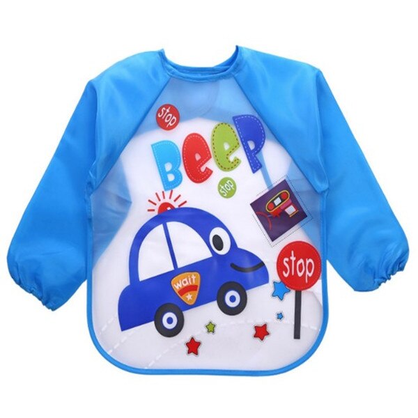 Cartoon Baby Lätzchen Wasserdicht Langarm Schürze Kinder Fütterung Kittel Lätzchen Spuck Kleidung Weiche Essen Kleinkind Baberos Bavoir Kleidung: Blue Car