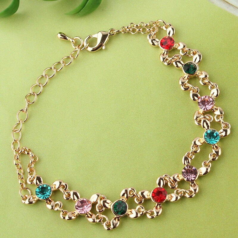 Bracelets & Bangles Colorful AAA Zircon Charm Bracelet Gold Color Women Bracelet Jewelry