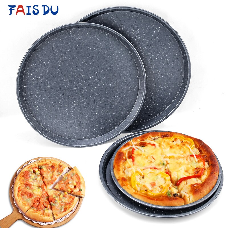Carbon Staal Pizza Pan Marmeren Non-stick Coating 4 Size Pie Gebak Gereedschappen Bakvormen Pan Diy Bakvorm Dikte 0.6Mm Levert