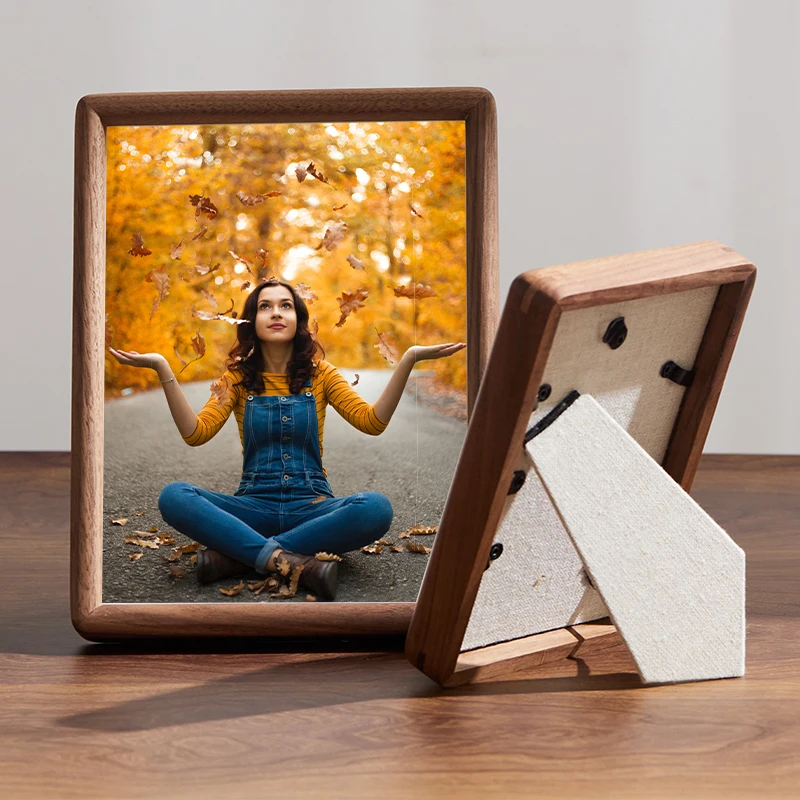 Marco de fotos moderno de madera maciza, de articulación de mortaja y espiga, Mini marco de fotos avanzado, decoración del hogar para pared de habitación, Porta Retrato FYPF: 12 pulgadas / YELLOW