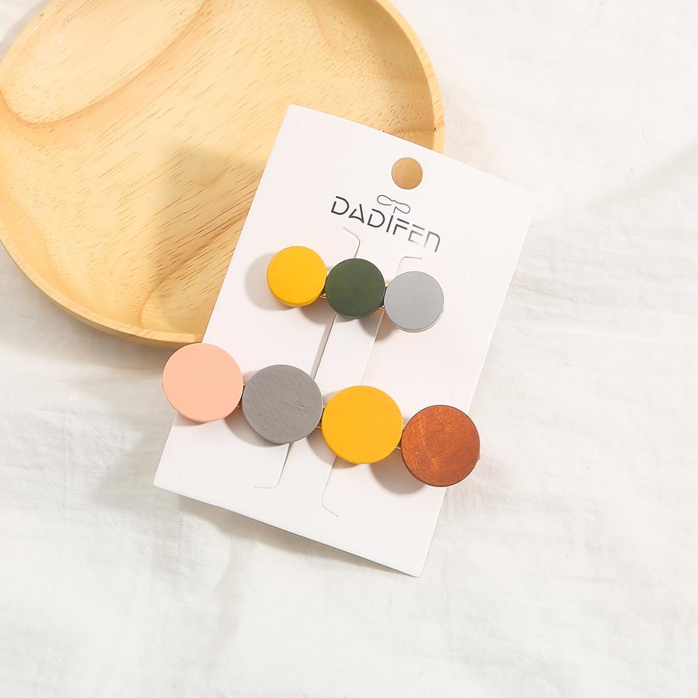 2 unids/lote Vintage de madera colorida pinzas de pelo para mujeres geométrico forma de corazón redonda de horquilla de pelo accesorios estilo: 1