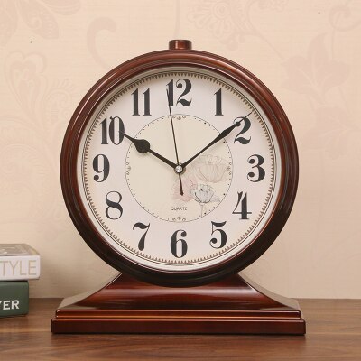 Kantoor Decoratie Desktop Houten Alarm Mute Retro Stilte Slinger Tafel Quartz Klok Night Desk Vintage Klok LY451