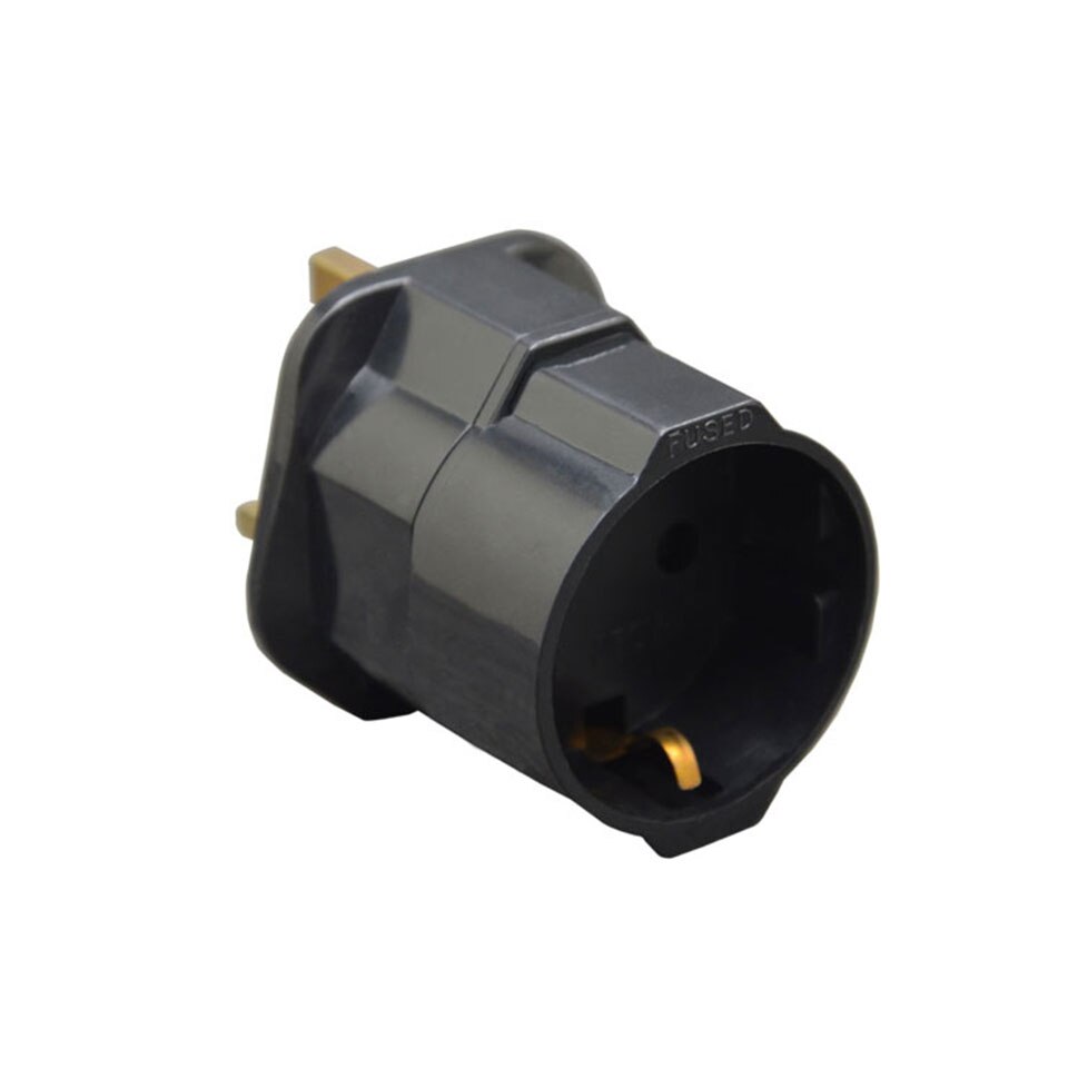 13A International Plug Adaptor Universal Travel Socket UK To EU Plug AC Power Charger Converter Fused Overload Protector 3250W: Black