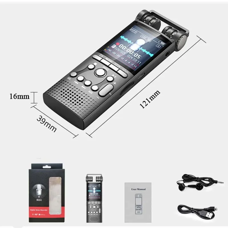 Professionele spraakopname geactiveerde digitale audiorecorder USB Non-stop 100 uur Pcm 1536 kbps externe microfoon 8 GB/16 GB/32 GB