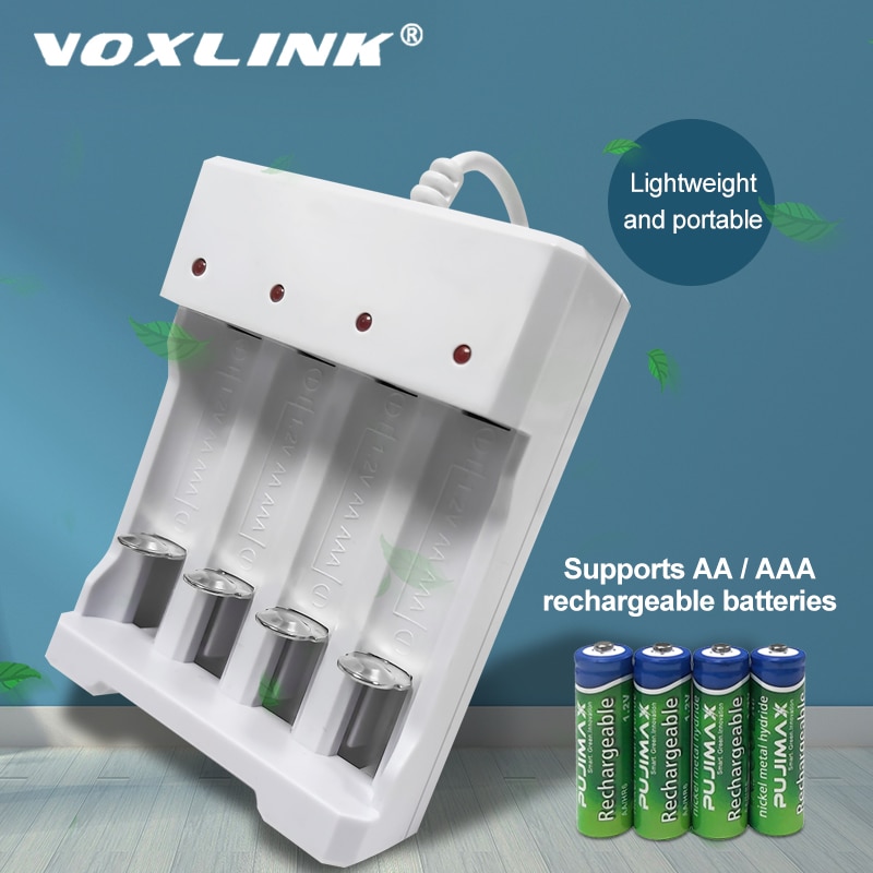 Voxlink Usb Batterij Oplader 4 Slots Met Usb Kabel Voor Aa/Aaa Oplaadbare Batterijen Oplader Voor Afstandsbediening Microfoon camera