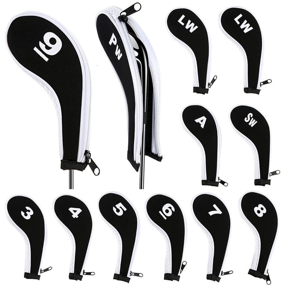 12 stuks/set golfclubhoes met rits, golfijzerhoes, neopreen set, putterbeschermhoes, hoofdbeschermer,  a4 5