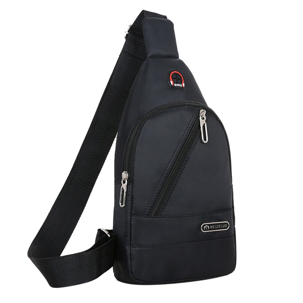 Unisex Waterproof Crossbody Bag Sports And Leisure Shoulder Bag Outdoor Chest Bag Casual Nylon Messenger Bags: Black