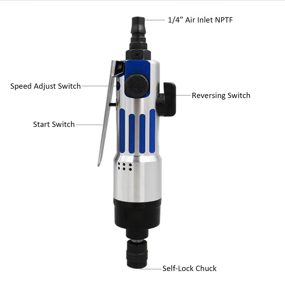 thumbnail image 2 of Reversible Air Screwdriver Industrial 1/4 Pneumatic Air Screwdriver Straight Han 2 of 11