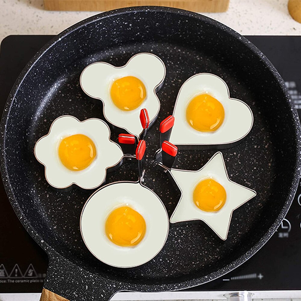4 Estilo de acero inoxidable huevo frito molde de cocina creativa no-Stick huevo de formador de tortilla molde cocina Gadgets Herramientas de cocina