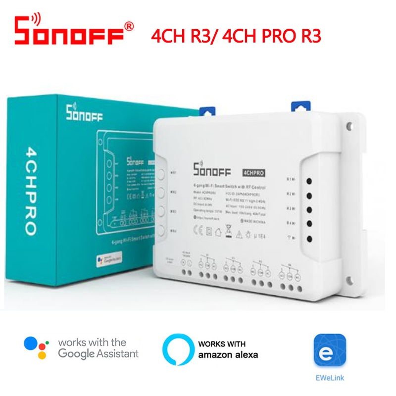 SONOFF 4CH R3/PRO R3 Smart Switch 4-channel WIFI Smart Home Timer Light DIY Smart Switch Work With EweLink Alexa Google Home
