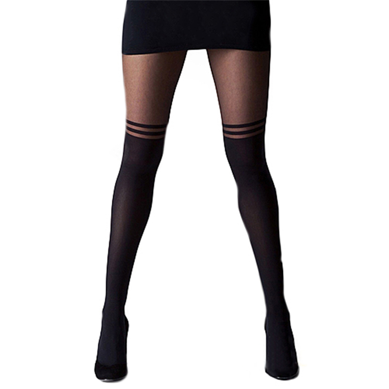 Black Women Temptation Sheer Mock Suspender Tights Cat Pantyhose Stockings Cool Mock Over The Knee Sheer Tights 5 Styles