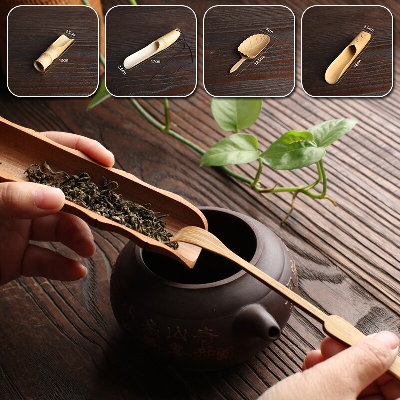 Colher de chá kung fu de bambu natural, colher de chá e matcha, acessórios para chá, utensílios da cerimônia de fabricação