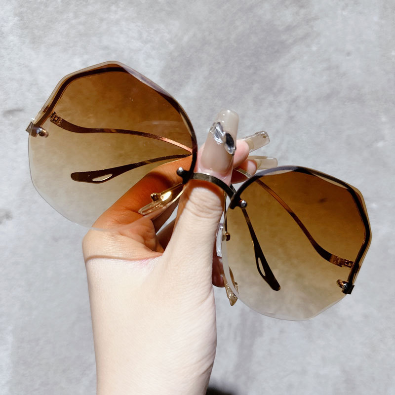 Women's Polarized Light Sunglasses Women Metal Half Frame Polygon Sun Glasses Outdoor Leisure Eyewear UV400 Oculos De Sol: Blue