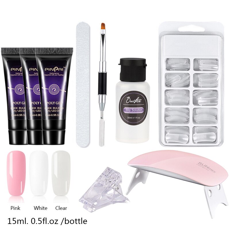 Poly Nagel Gel Kit Mit UV Lampe Für Verlängerung Set Maniküre Acryl Hybrid UV Gel Polnischen Kunst Lack Set Schnell builder Permanant: 8