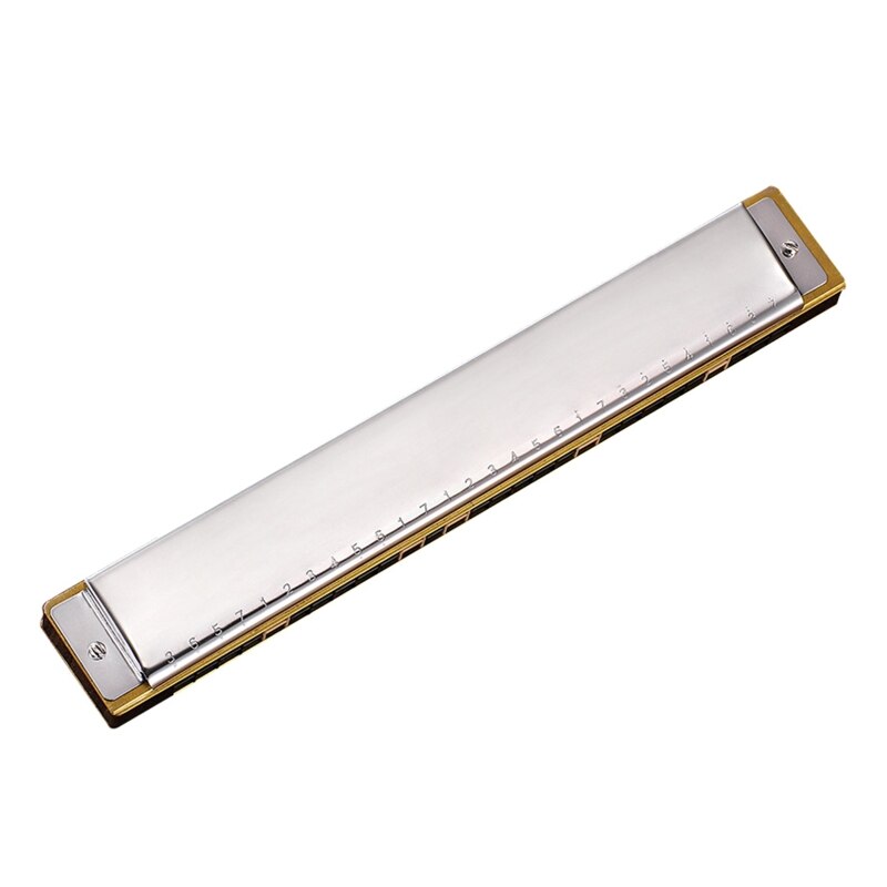 094C 28 Holes Mouth Organ Chromatic Harmonica Key of Polyphonic C for Professionals: Silver 28 hole polyp