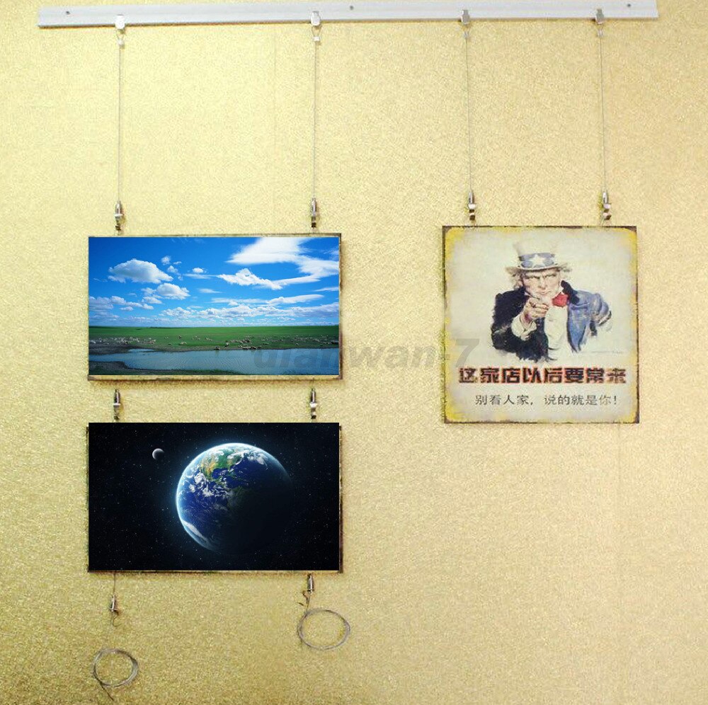 Exhibition Art Hanging System Gallery Large Paint Picture Photo Display Kit Stainless Steel Wire Cable Ceiling Hook 1pc