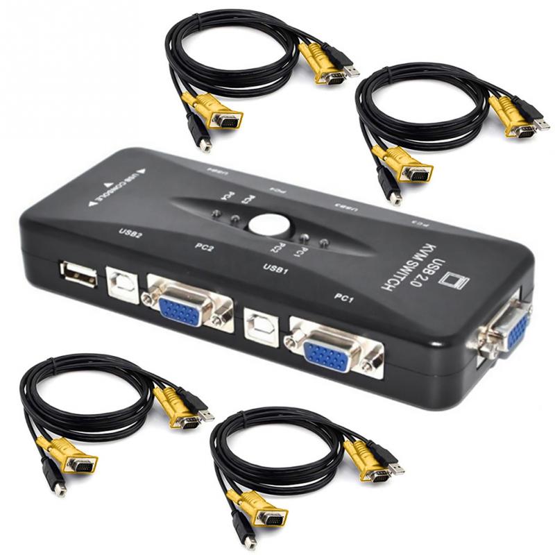 Stable Transfer Video Cable 4 Port Computer Connection Kvm Synchronization Adapter Switch VGA Splitter Durable Laptop Portable