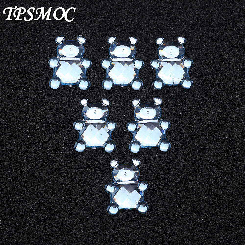 Babero de osito de peluche de estilo Pram, aplicación de diamantes de imitación acrílicos, decoración de , recuerdo de Baby Shower, dispersión de mesa, 100 Uds.: Teddy bear 100pcs