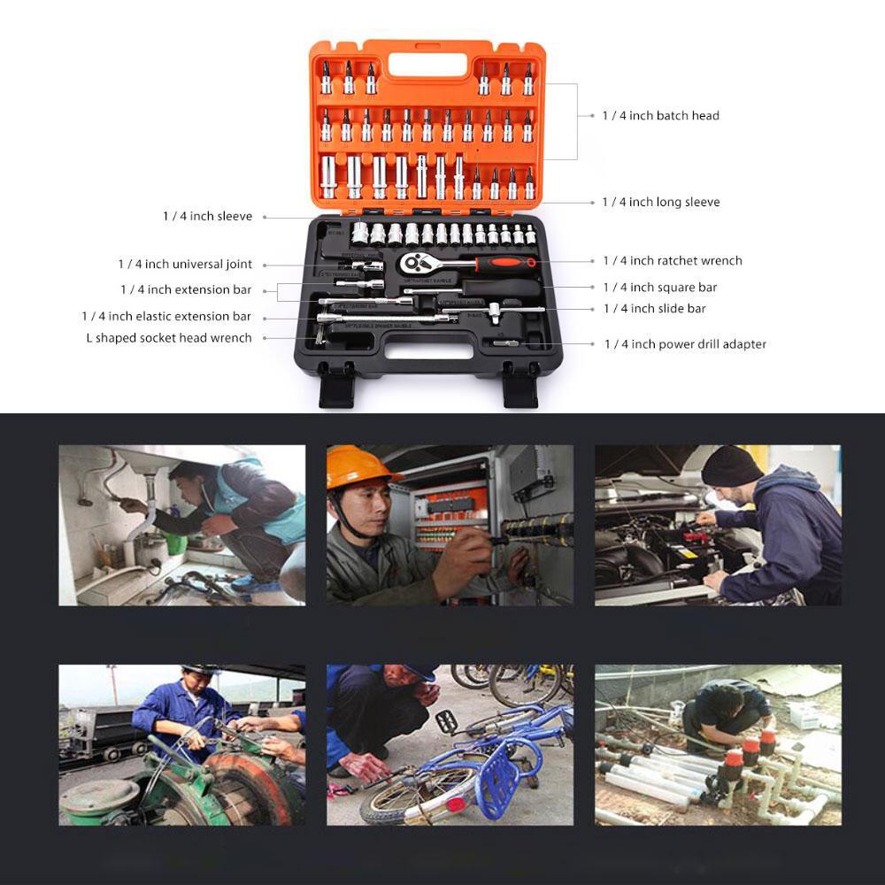 HiMISS 53pcs Torque Wrench Assembly Batch-head Automobile Motorcycle Industrial Application Maintenance Tool Ratchet Set