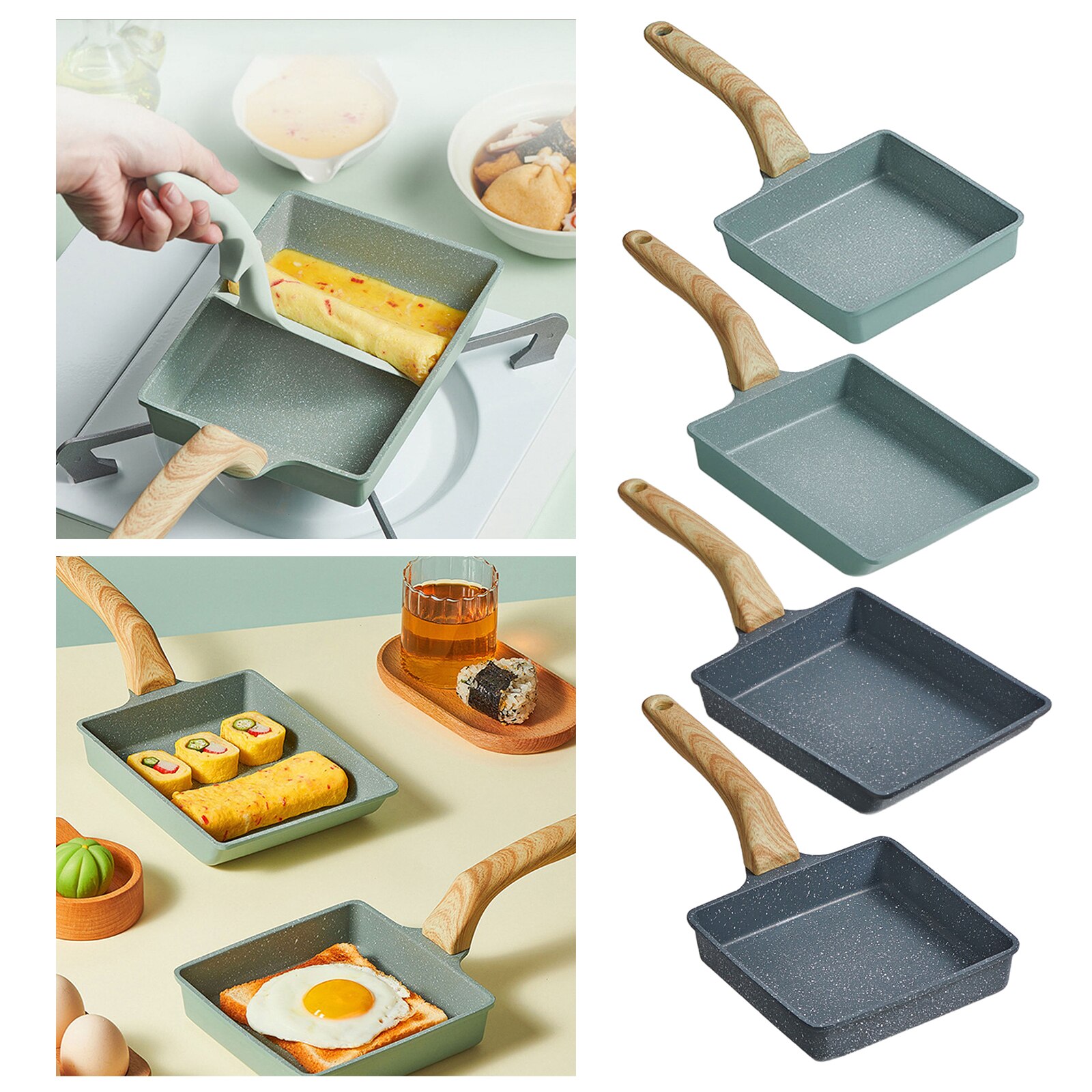 Sartén Tamagoyaki japonés sartén para tortilla no-stick sartén de huevo freír los huevos, Pan para la cocina Tamagoyaki sartén para tortilla