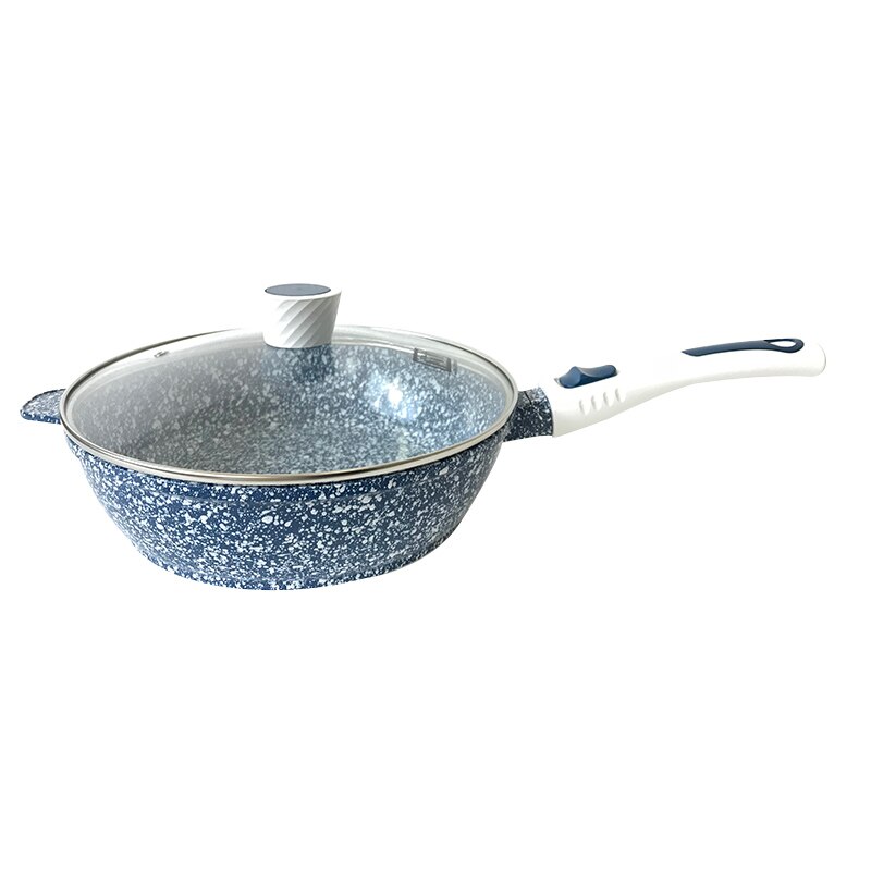Baizheng ceramic coating No-smoke non stick pot frying pan homeBurger Eggs Ham Pan Cake Maker Frying Pan use cookware Breakfast: 26cm / blue