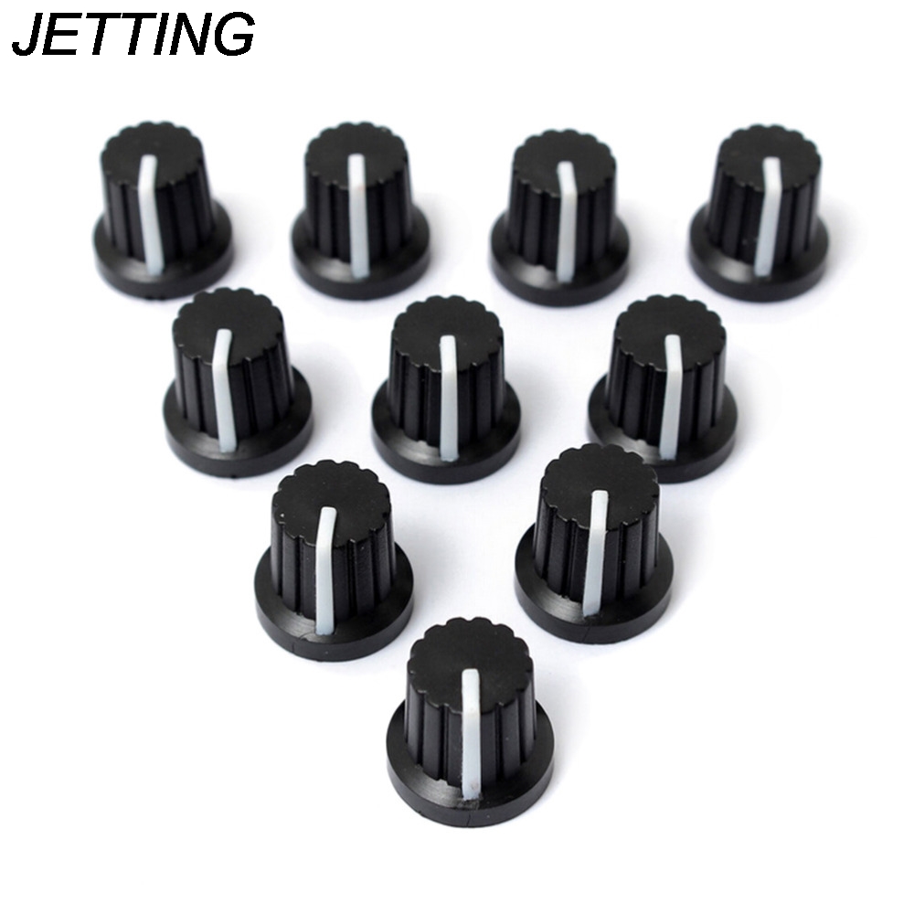 jetting!! 10 stk 6mm akselhull dia plastgjenget riflet potensiometer knotter hetter