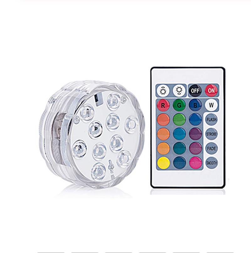 10 Leds Submersible Light Rgb Remote Control Underwater Lamp Party Garden Decoration Aquarium Framed Swimming Pool Accessories