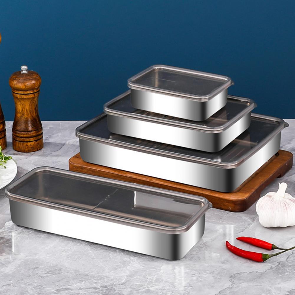 Refrigerator Stainless Steel Cheese Container Elevated Base Fridge Deli Meat Storage Box Kitchen Food Storage Container