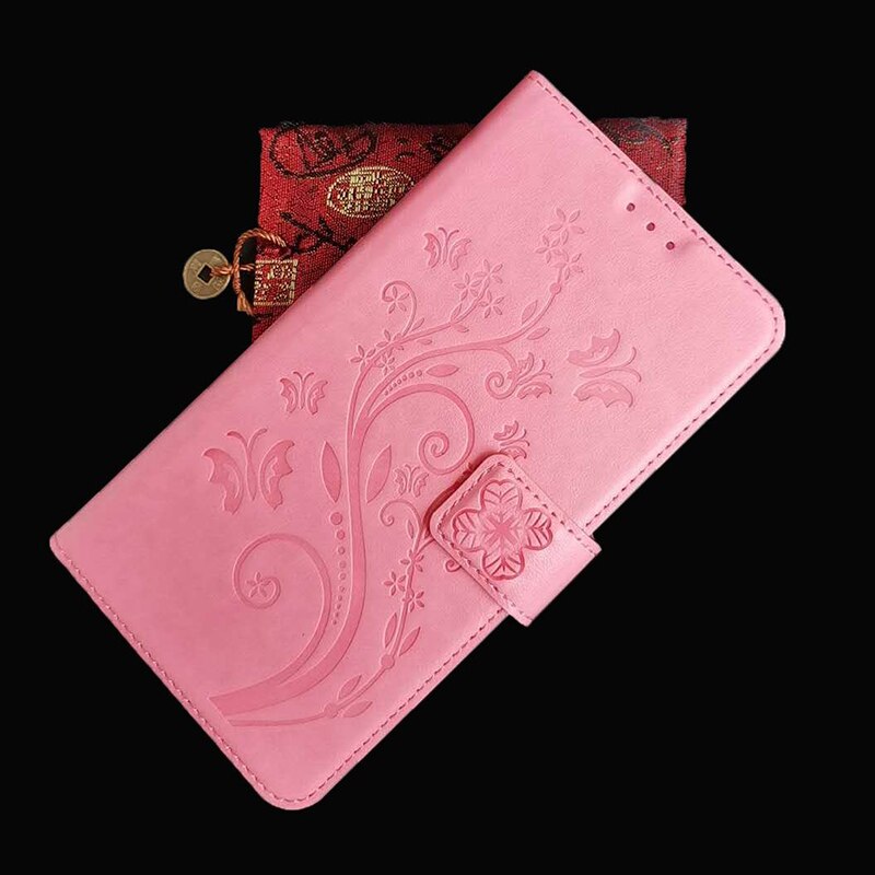 for Huawei Y6p MED-LX9, MED-LX9N 6.3" Wallet Flip Style Glossy Skin PU Leather Back Cover Phone Bag Case: 044 Pink