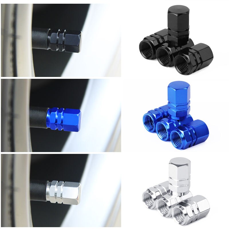 4PCS Aluminum Alloy Schrader Valve Caps Tire Valve Stem Covers for Cars Motorcycles Trucks Bikes Bicycle Accessories