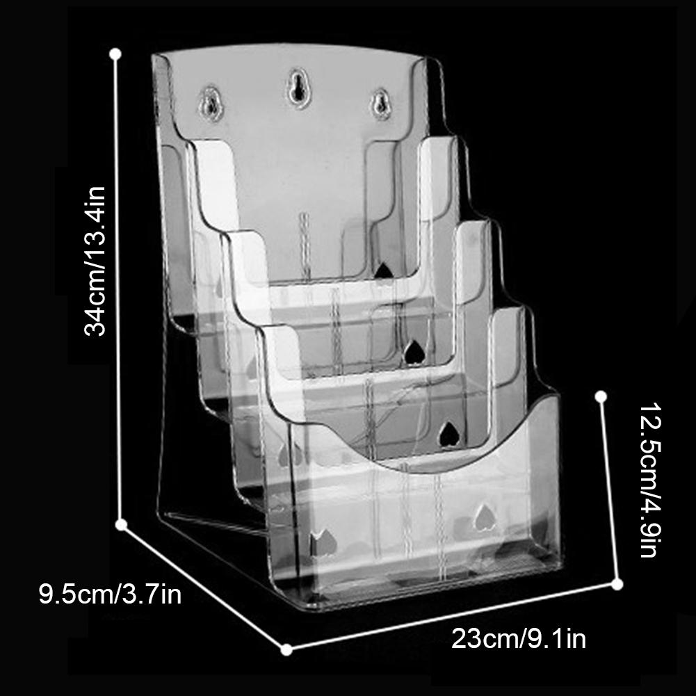 9 inch Wide A4 file display-Pocket Booklet and Brochure Holder - Clear Acrylic Organizer - 4 Tier