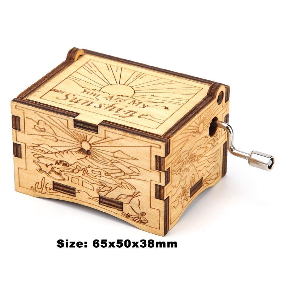 Retro Gesneden Houten Musical Box Hand Aangezwengeld Handleiding Verfijnde Elegante Muziek Dozen Kinderen Kid Verjaardag Decoratieve Aanwezig: C