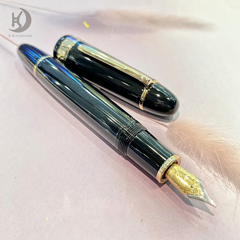 JD 129 pluma de lujo con punta de iridio y convertidor de tinta, plumas estilográficas de caligrafía de Metal con Clip plateado dorado grande de primera para recuerdo