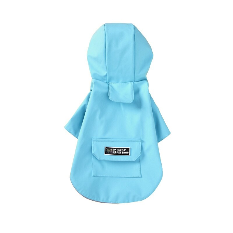 Dog raincoat autumn winter hoods reflective strip raincoat waterproof breathable sweat absorption solid color windproof: Blue / XXXL