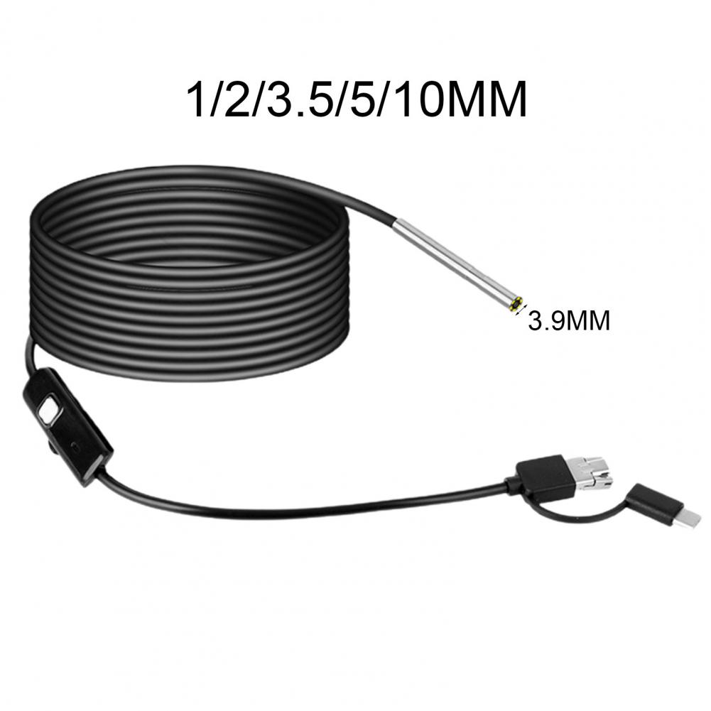 AN100 Inspection Camera Endoscope HD Detect Instruments 3-in-1 Interface High Definition 3.9mm Endoscope for Mobile Phone