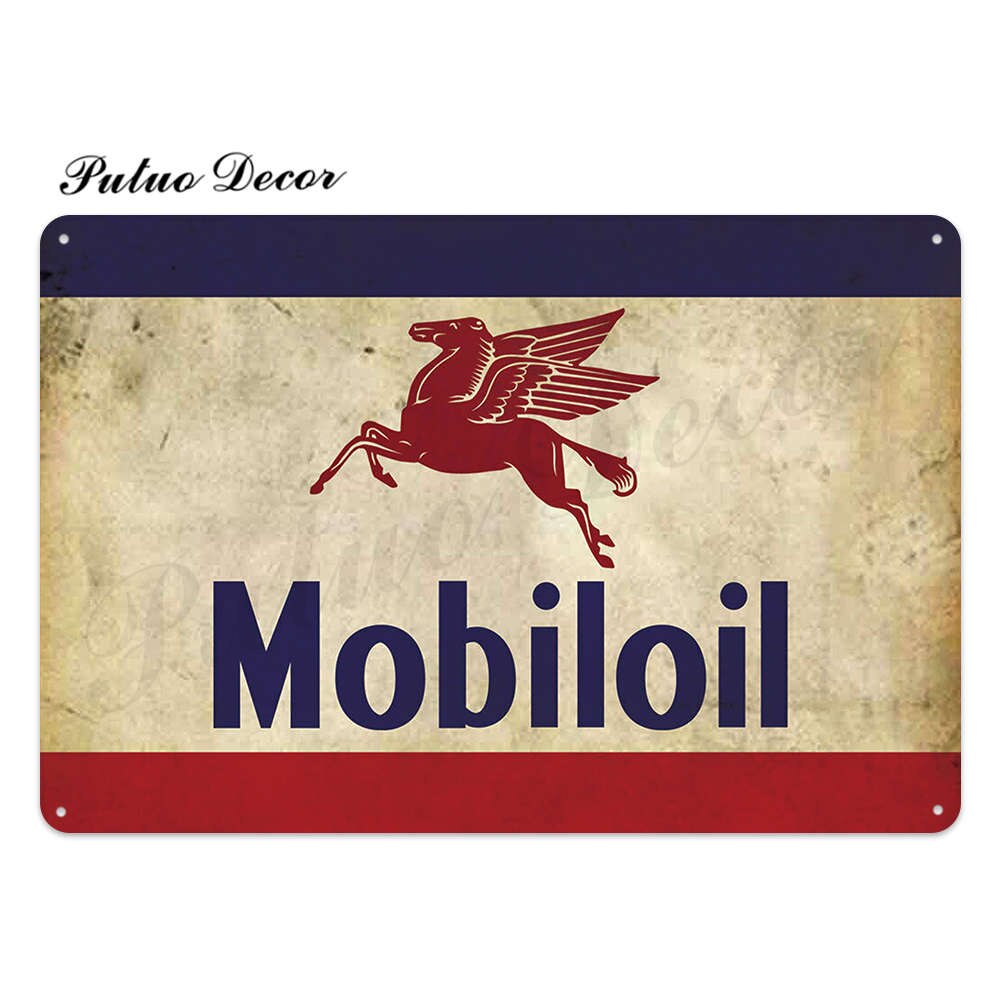 Mobil Tin Sign Metal Sign Plaque Metal Vintage Garage Decor Tin Posters Bar Pub Man Cave Decoration