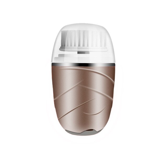 Multifunctional Silicone Face Washing Machine Electric Rotating Cleaning Brush Facial Pore Cleaning Instrument: Gold