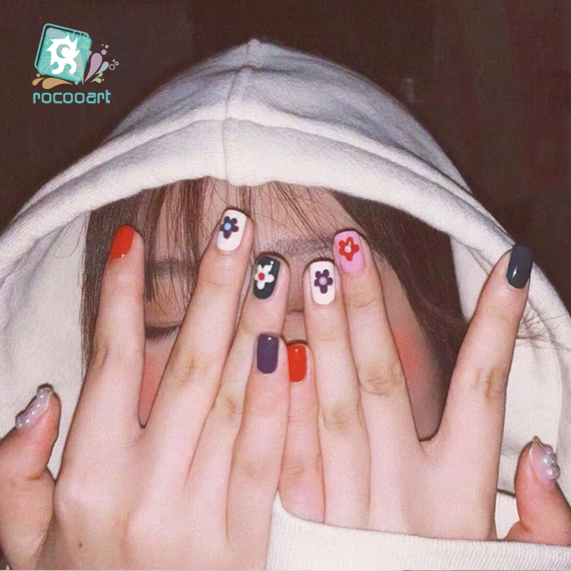 1 stuk zelfklevende nagelstickers uit de hyuna-serie met eipatroon, nageltips, 3d manicurestickers, nageldecoratietools in regenboogkleuren.