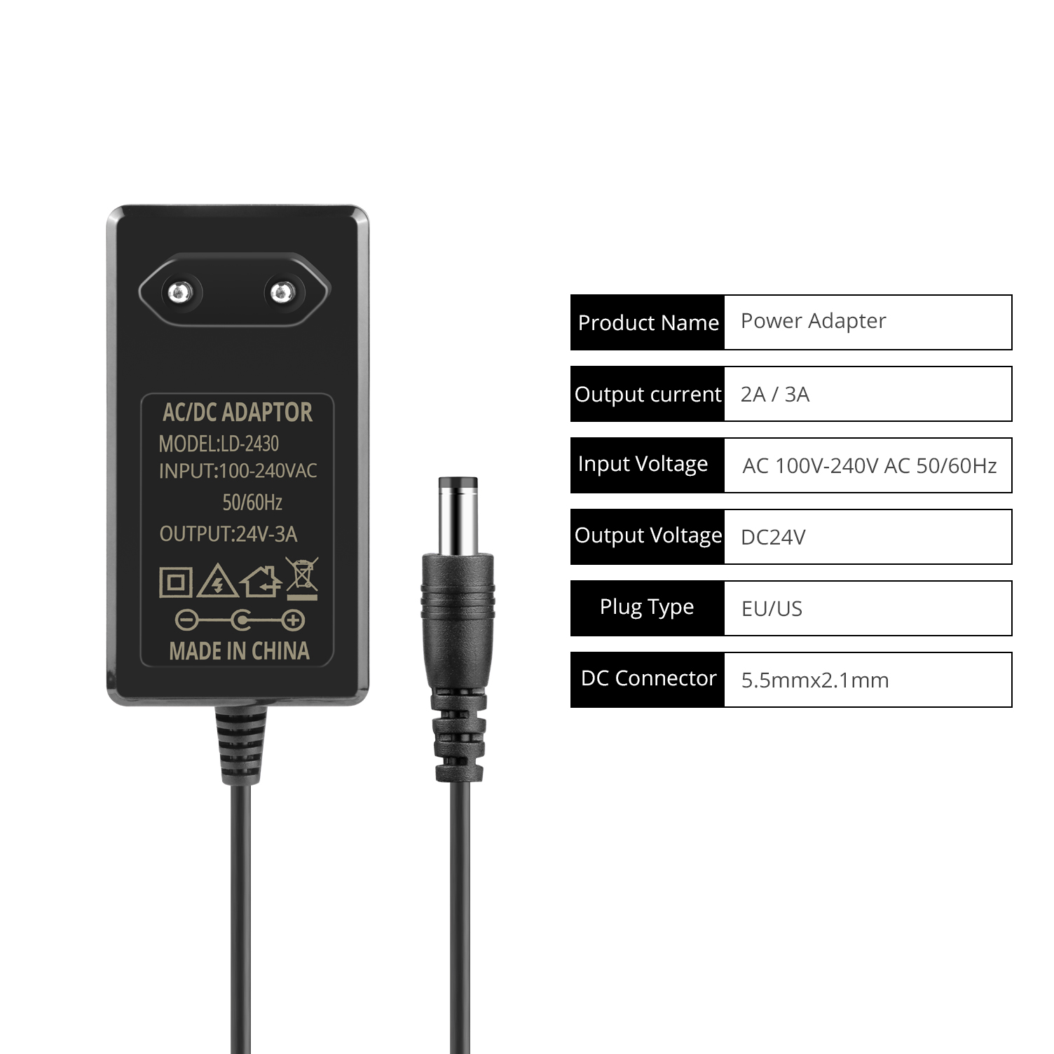 Universal Power Supply Adapter DC24V 2A 3A Lighting Transformer LED Driver EU/US For Home Applicances Equipment