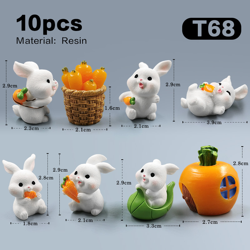 Easter Cute Rabbit Figurine Diy Landscape Home Kawaii Room Decor Miniature Fairy Garden Decoration Accessories Modern: Gold
