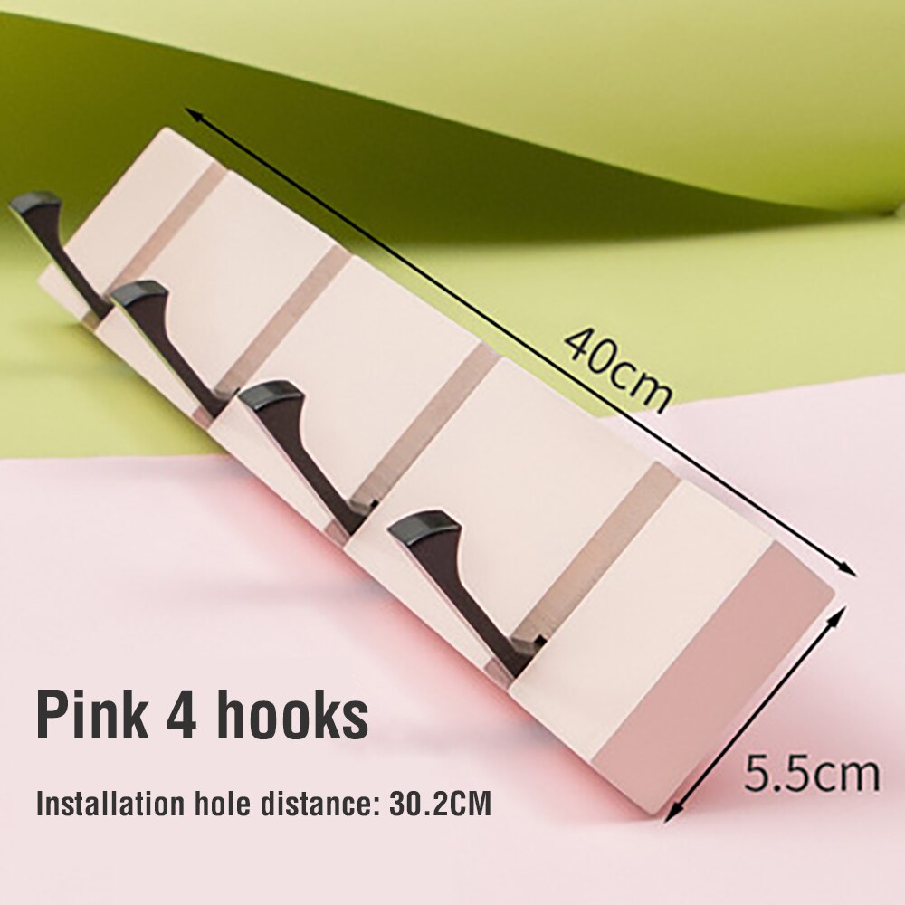 Gancho invisible para colgar en la pared, colgador de estilo nórdico para ropa, libre de perforaciones, estante de pared, 2/3/4: Pink 4 hooks