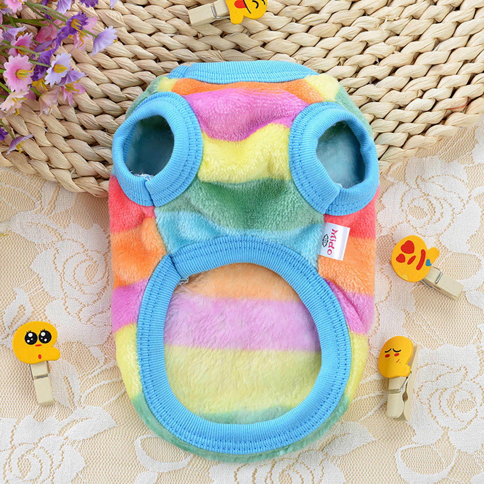 Pet Clothes Autumn And Winter Dog Clothes Striped Home Caterpillar Rainbow Dog Clothes Одежда Для Домашних Животных