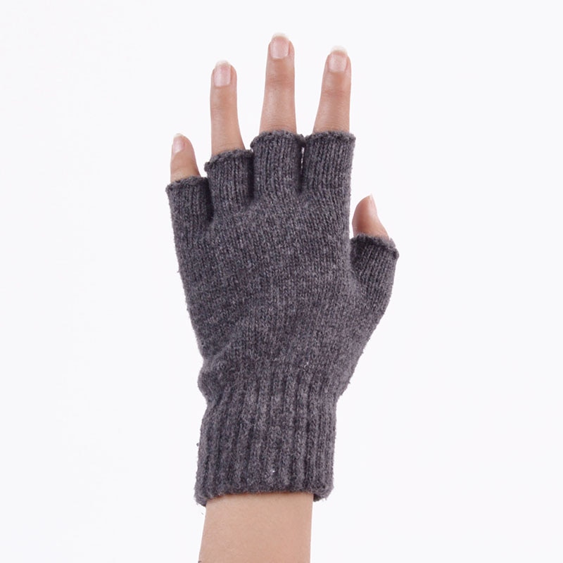 Uld vinter mænd kvinder handsker strikket stræk elastisk halvfinger handsker udendørs vanter varme fingerløse handsker