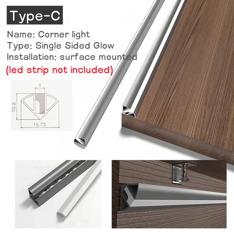 Black Led Built-in Profile Aluminum Linear Lighting for Panel Cabinets Showcase Shelves Led Channel Recessed/Surface Mounted: Navy Blue / dark blue